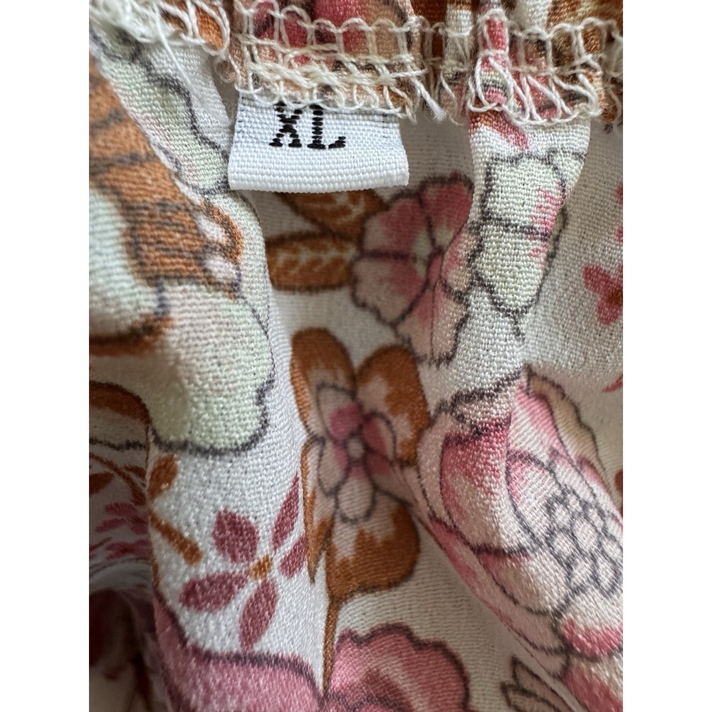 Pink Floral Spaghetti Strap Sundress XL Ruffle Hem Adjustable - Picture 8 of 8